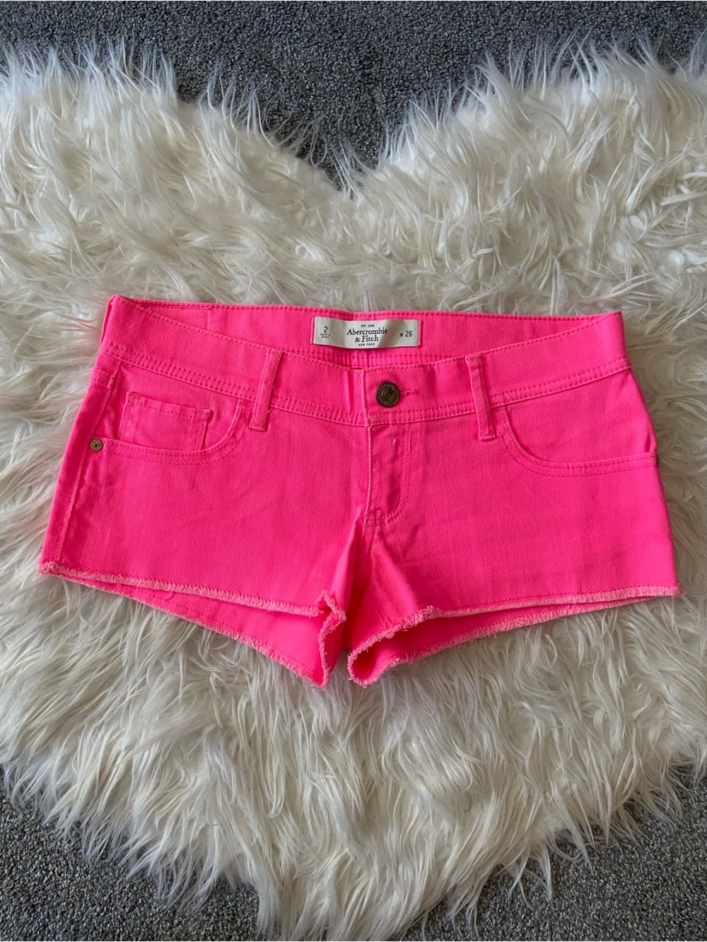 Abercrombie & Fitch Neon Pink Denim Cutoff Shorts
